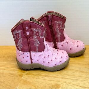 Infant Size 4 Roper brand faux ostrich light pink boots